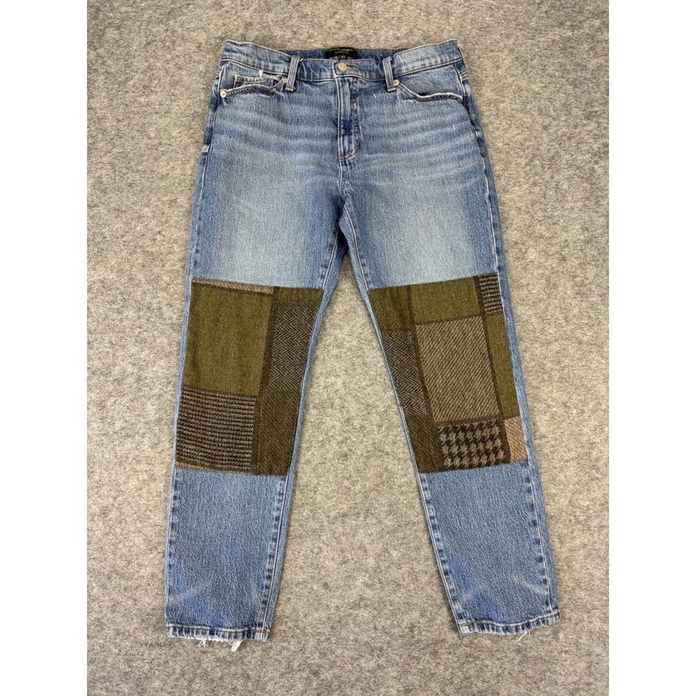 Banana Republic The Beau Jeans Women's 28/6 Blue Patchwork Wool Straight Leg